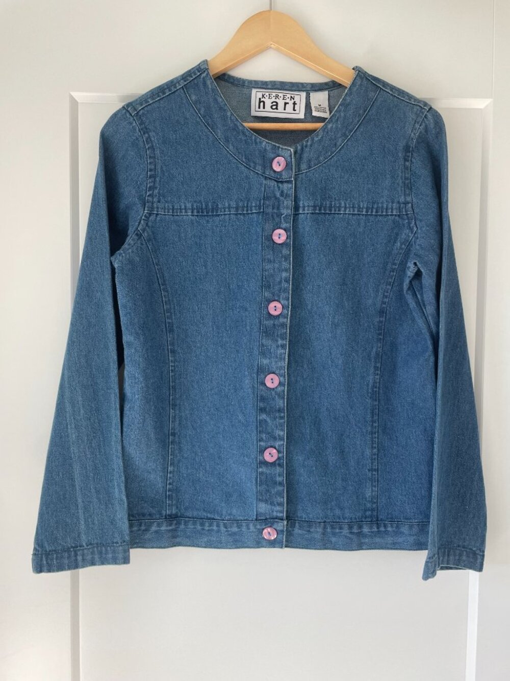 Vintage 90s Keren Hart Denim Button Up Blouse Medium